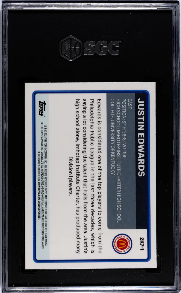 2023 Topps Chrome Justin Edwards #2K7-1 SGC 9 - Image 2