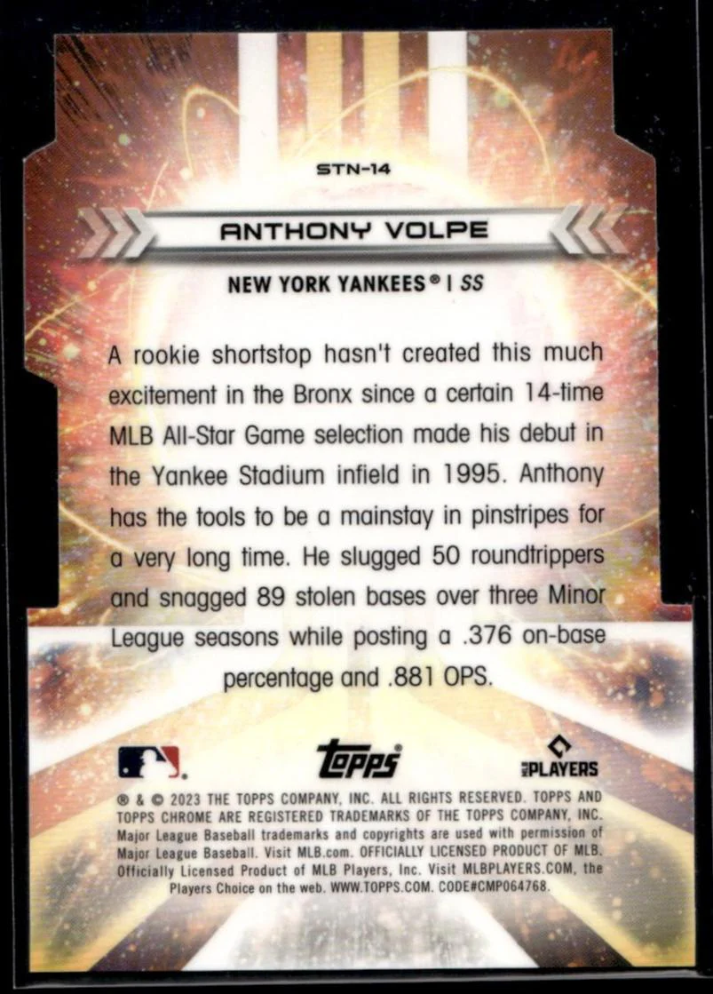 2023 Topps Chrome Stella Nova Anthony Volpe #STN-14 RC - Image 2