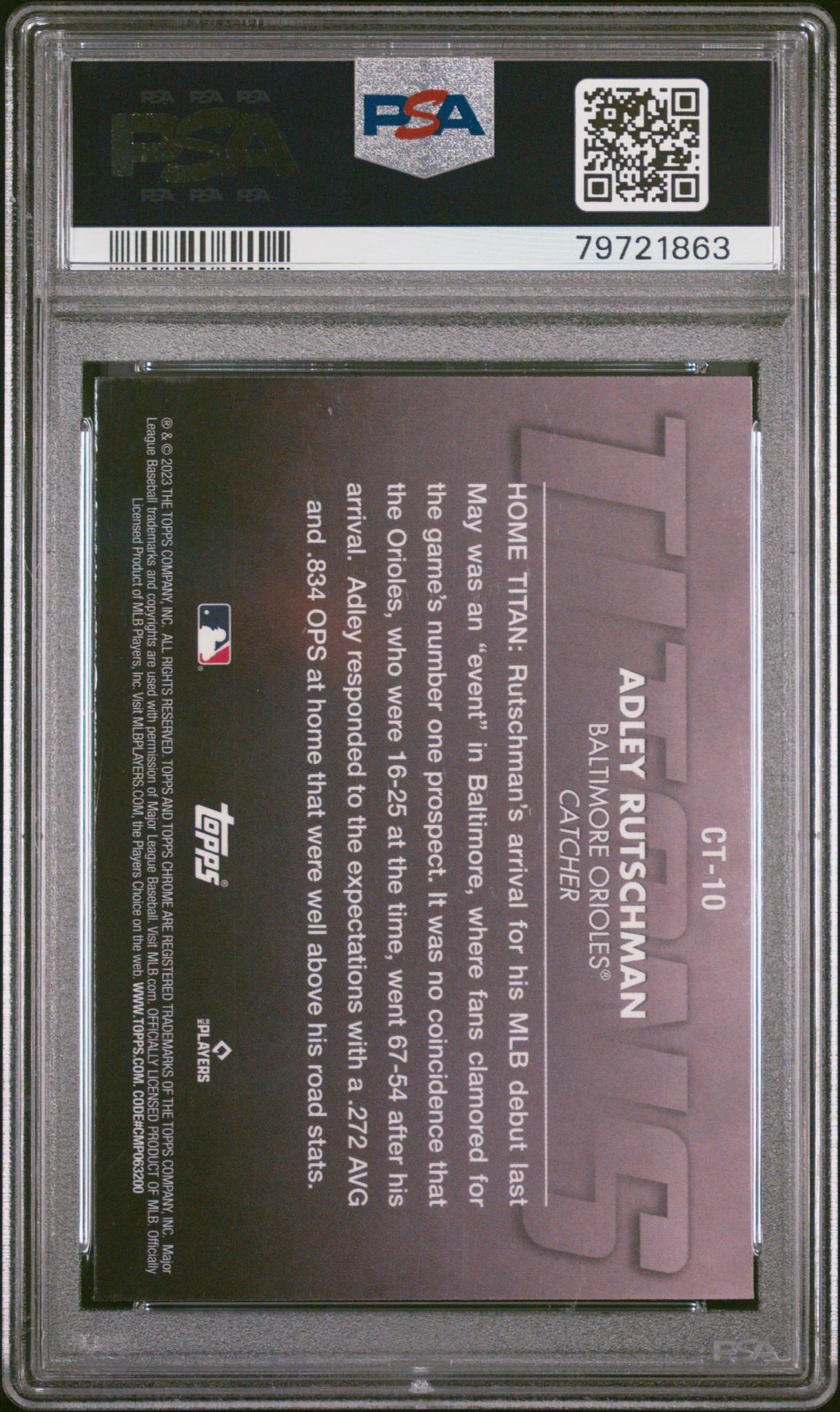 2023 Topps Chrome Titans Adley Rutschman #CT10 RC PSA 10 - Image 2