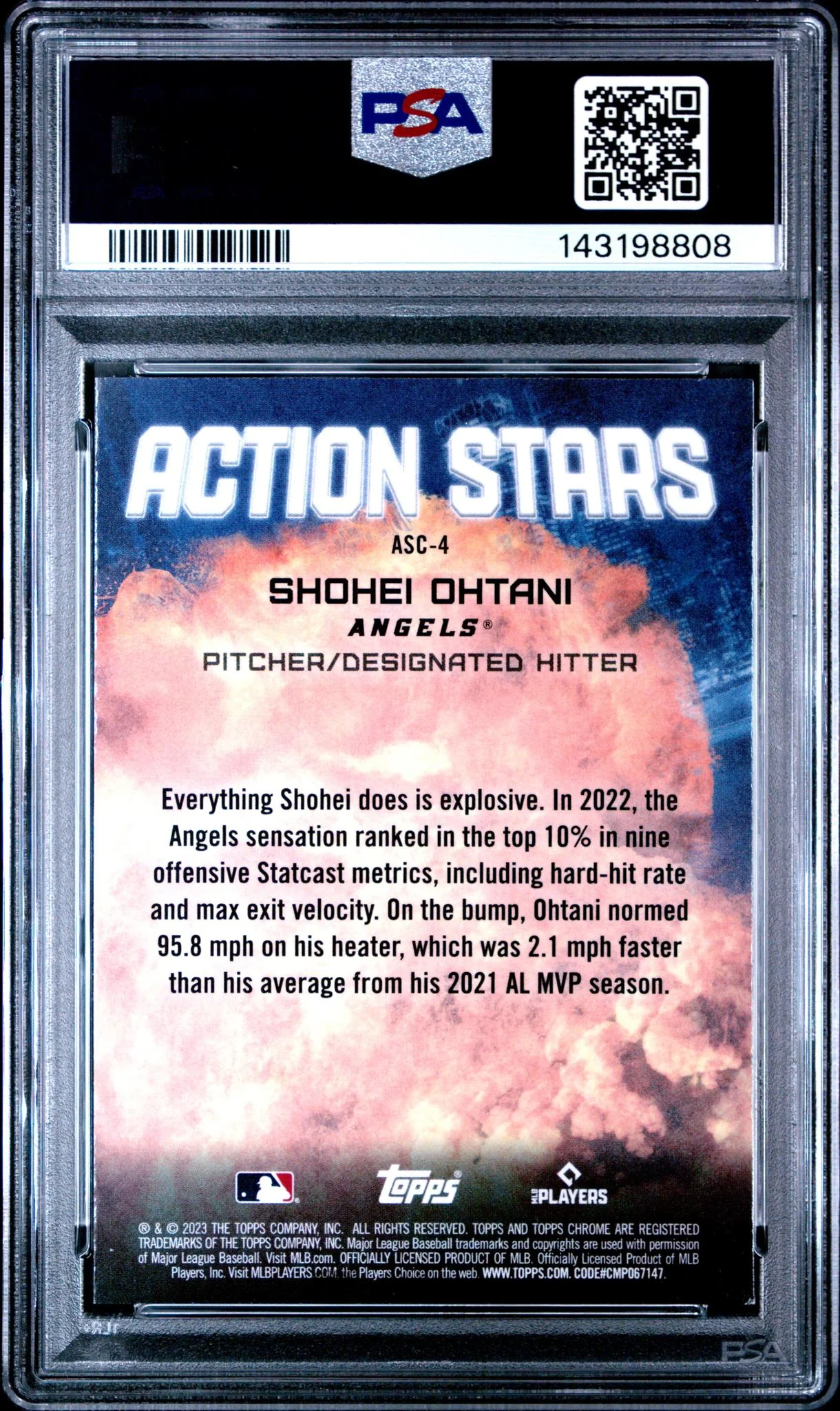 2023 Topps Chrome Update Action Stars Shohei Ohtani #ASC4 PSA 9 - Image 2