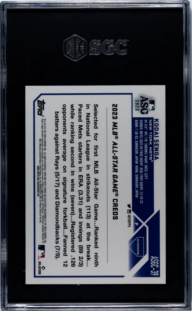 2023 Topps Chrome Update All-Star Game Kodai Senga #ASGC-39 RC SGC 9.5 - Image 2