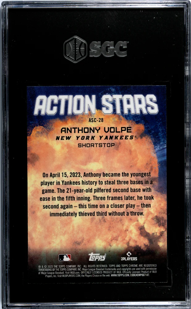 2023 Topps Chrome Update #ASC-28 Anthony Volpe Action Stars SGC 9.5 - Image 2