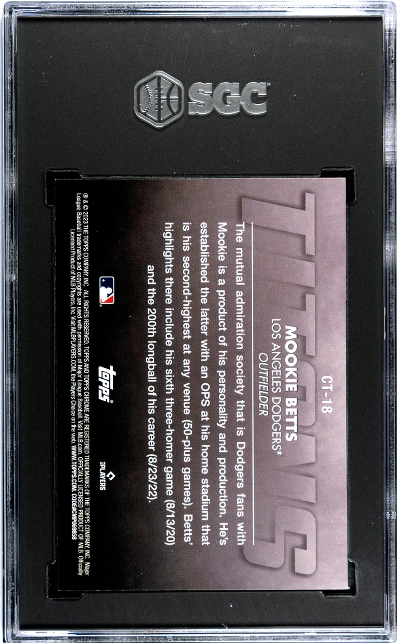2023 Topps Chrome Update #CT-18 Mookie Betts Titans SGC 8 - Image 2