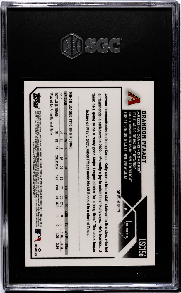 2023 Topps Chrome Update Sepia Refractor Brandon Pfaadt #USC156 RC SGC 8.5 - Image 2