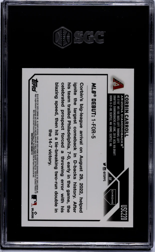 2023 Topps Chrome Update #USC220 Corbin Carroll SGC 9 - Image 2