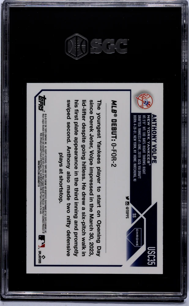 2023 Topps Chrome Update #USC35 Anthony Volpe SGC 9.5 - Image 2