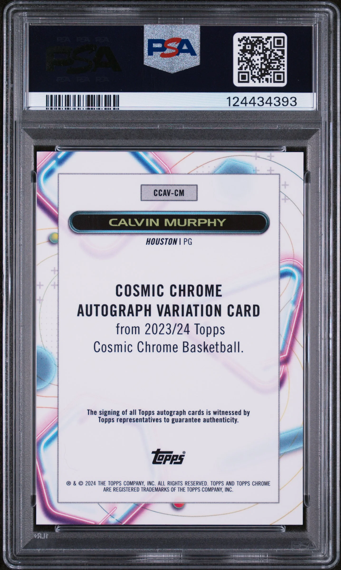 2023 Topps Cosmic Chrome Cosmic Chrome Autograph Orange Galactic Calvin Murphy #CM /25 PSA 10 - Image 2