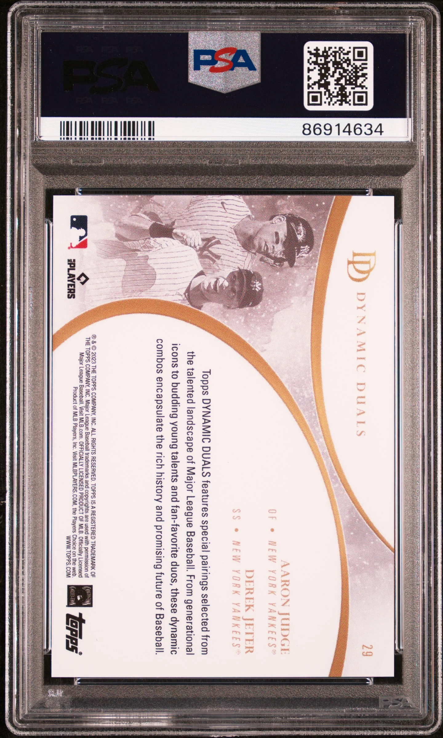2023 Topps Dyamic Duals Aaron Judge/Derek Jeter #29 PSA 10 - Image 2