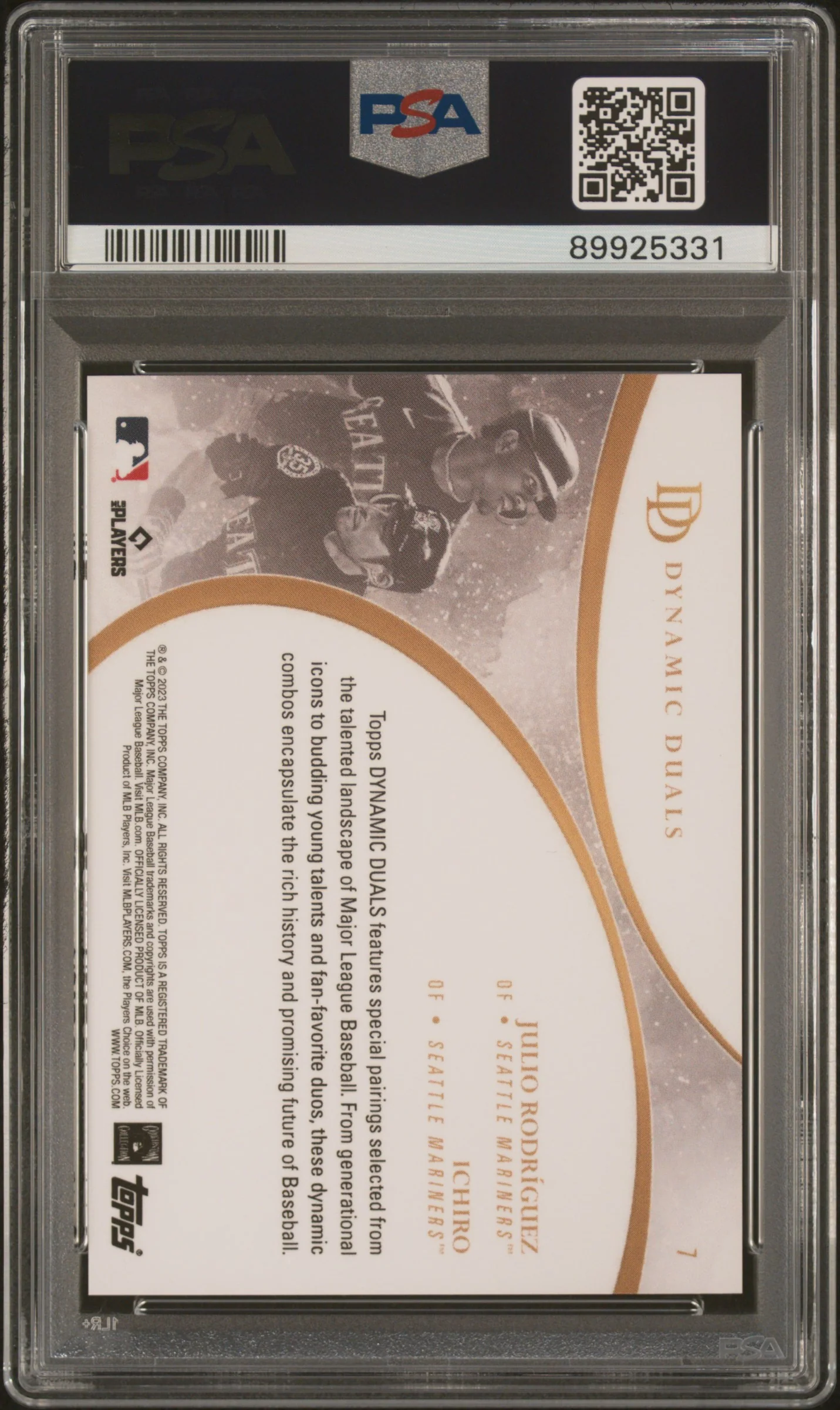 2023 Topps Dynamic Duals Ichiro Suzuki/Julio Rodriguez #7 PSA 10 - Image 2