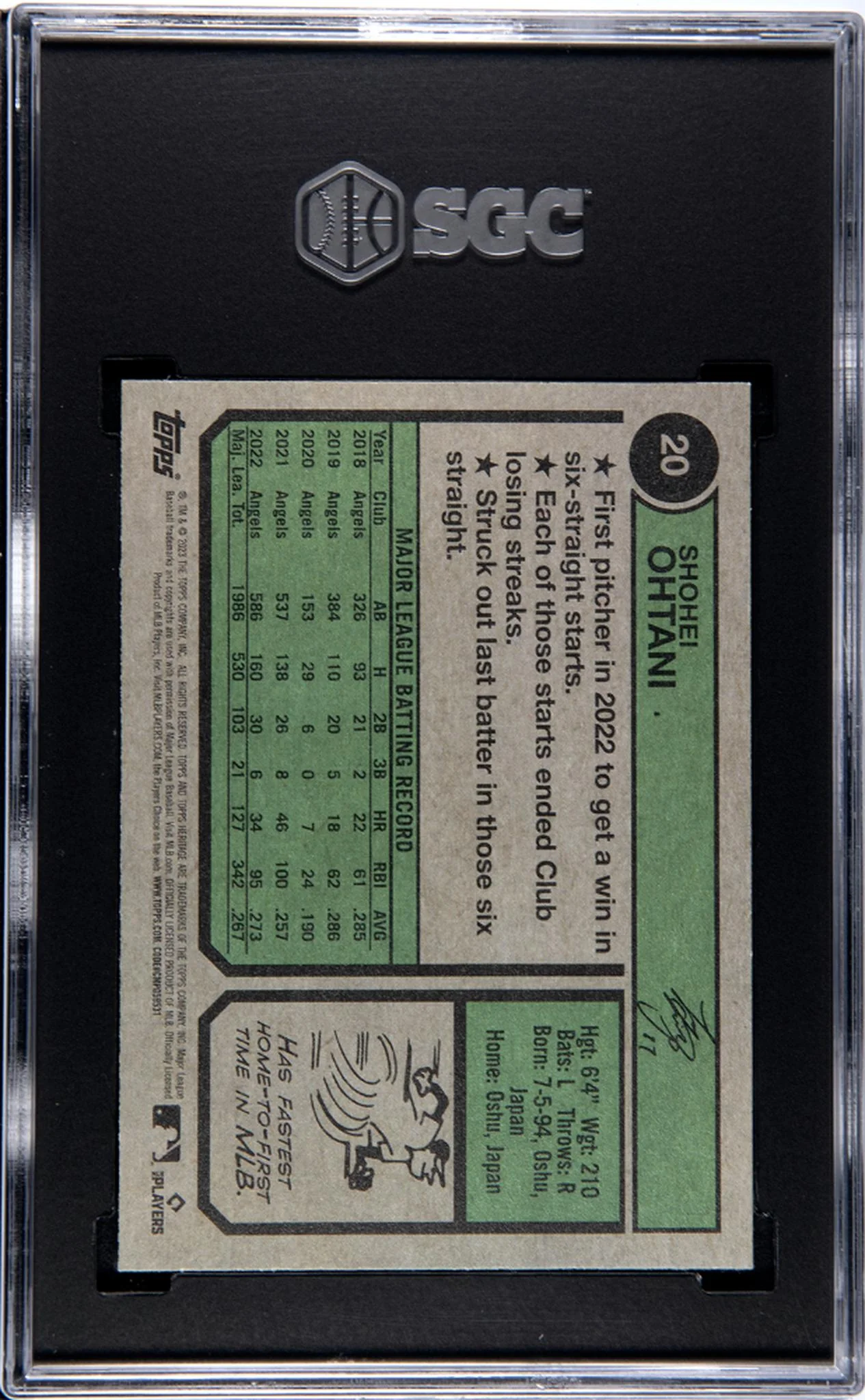 2023 Topps Heritage #20 Shohei Ohtani SGC 10 - Image 2