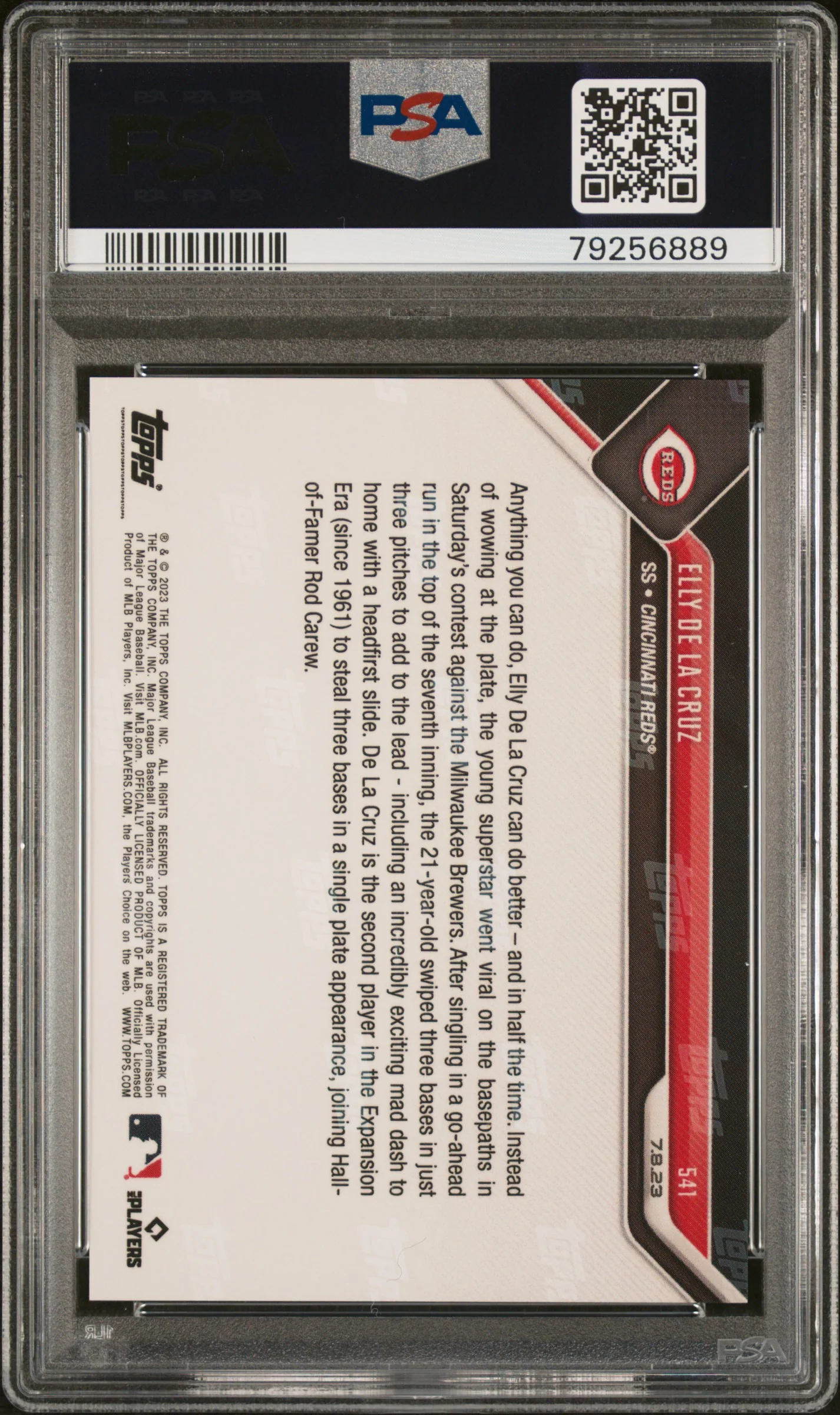 2023 Topps Now Elly De La Cruz #541 PSA 10 - Image 2