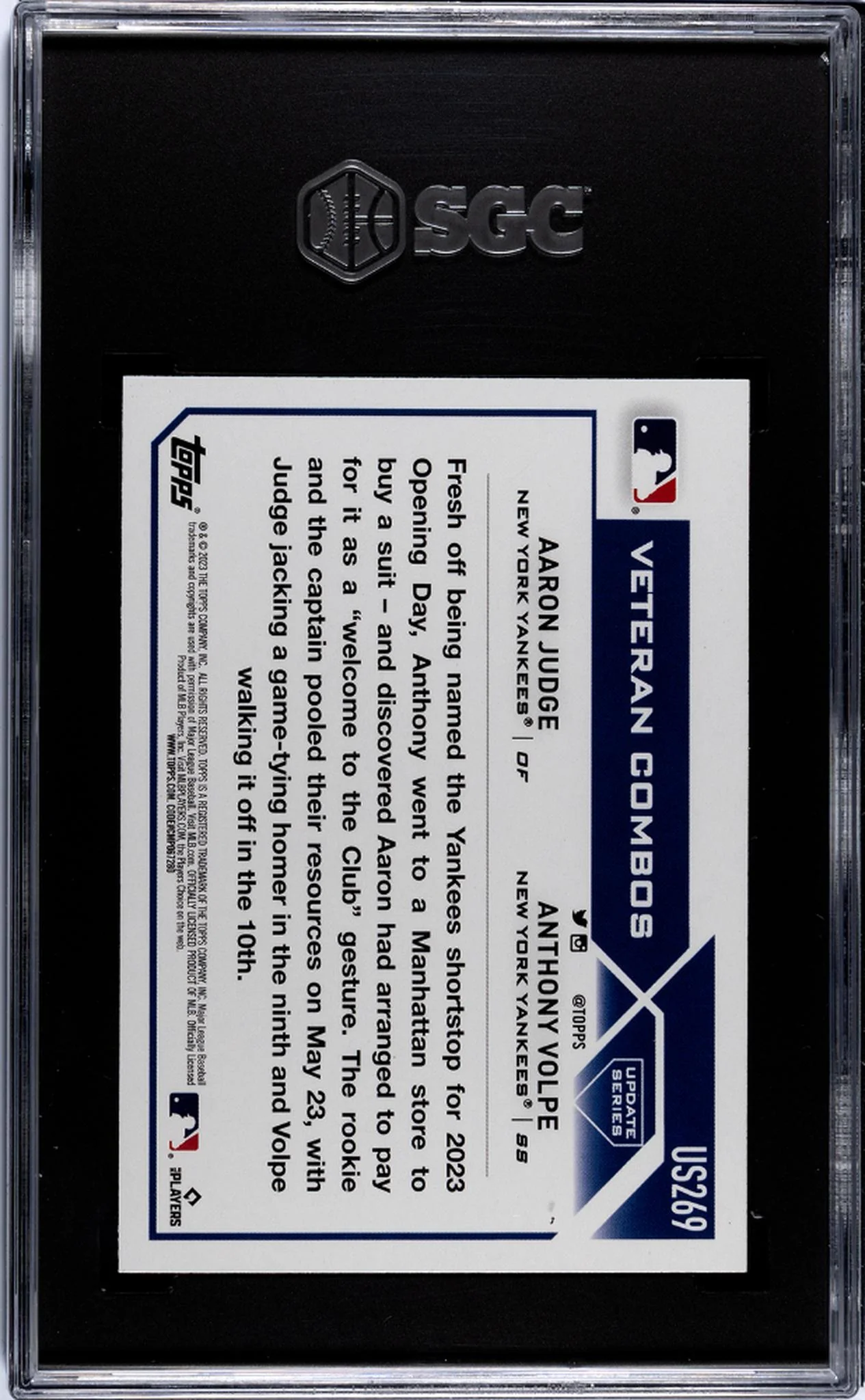 2023 Topps Update Veteran Combos Anthony Volpe/Aaron Judge #US269 SGC 9.5 - Image 2