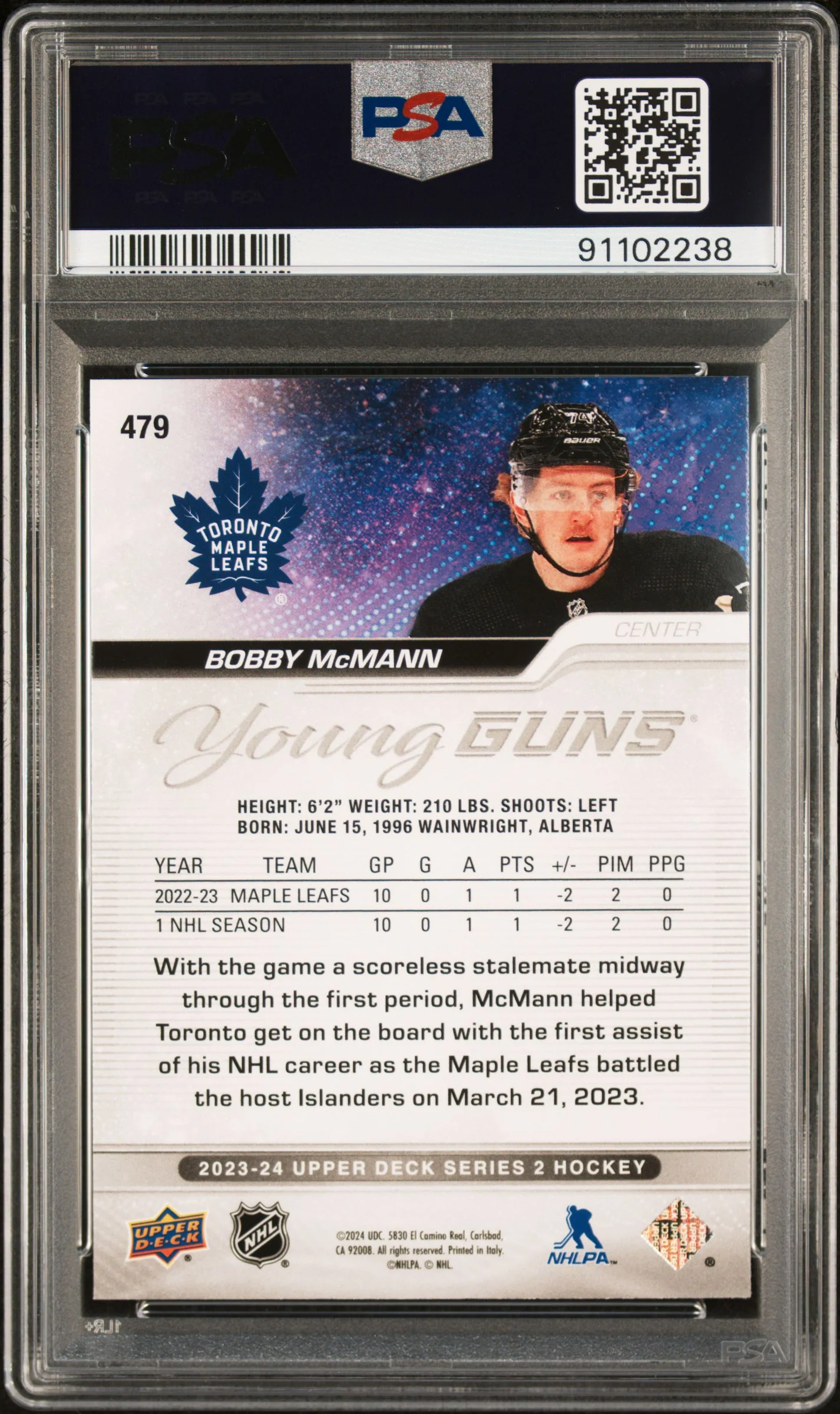 2023 Upper Deck Bobby Mcmann #479 PSA 10 - Image 2