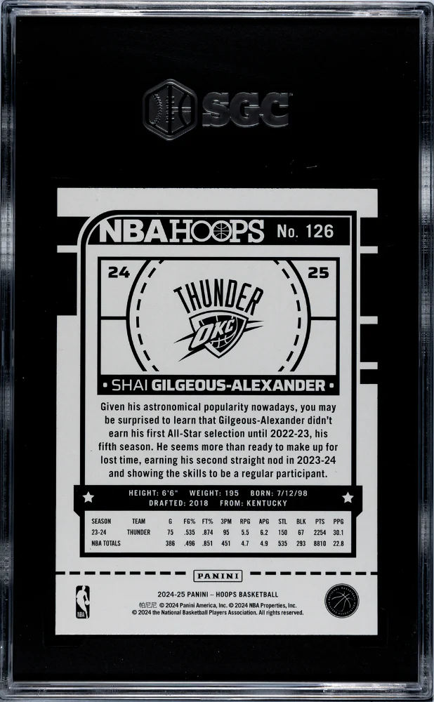 2024-25 Panini Hoops #126 Shai Gilgeous-Alexander SGC 9.5 - Image 2