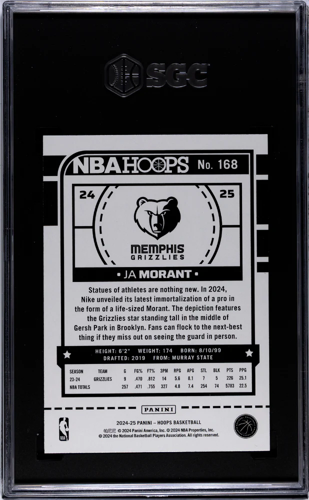 2024-25 Panini Hoops #168 Ja Morant SGC 9.5 - Image 2