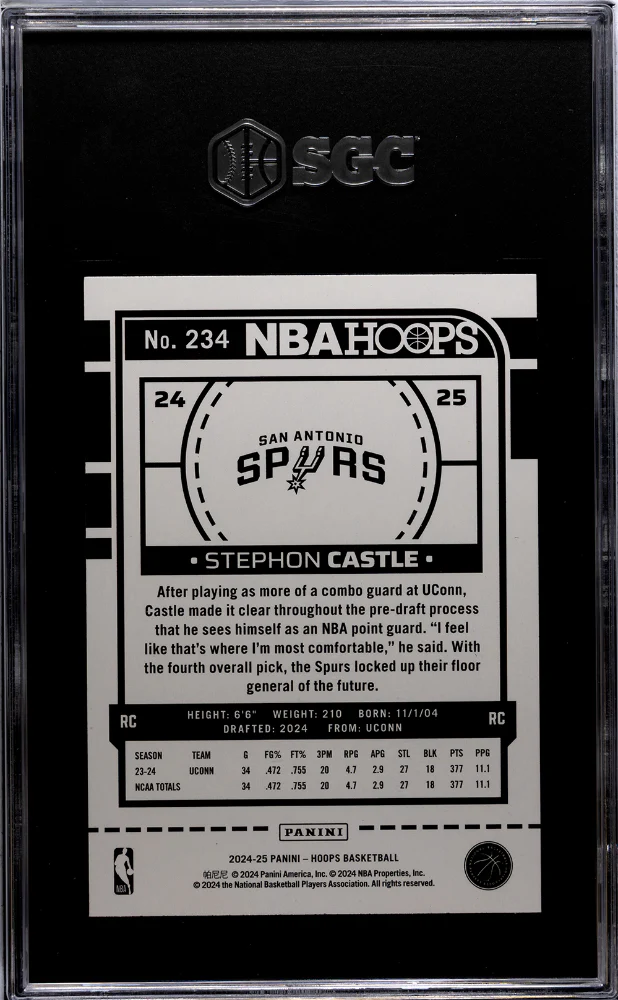2024-25 Panini Hoops #234 Stephon Castle SGC 9.5 - Image 2