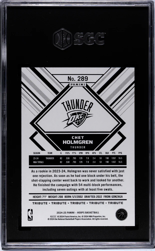 2024-25 Panini Hoops #289 Chet Holmgren SGC 10 - Image 2