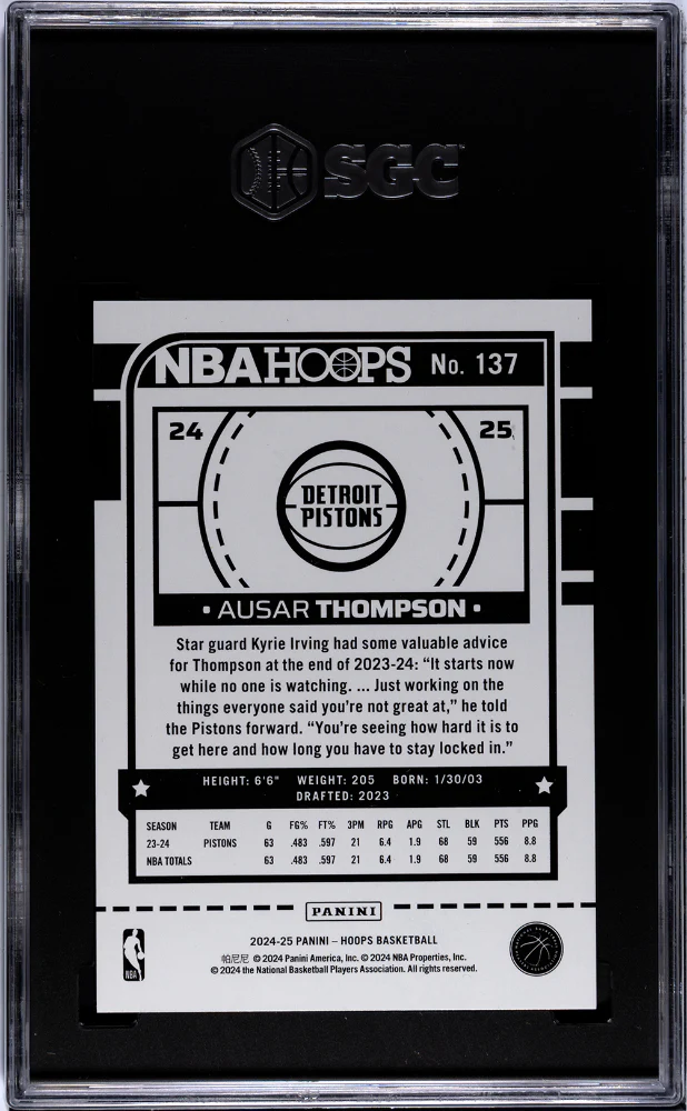 2024-25 Panini Hoops Storm Ausar Thompson #137 /299 SGC 9.5 - Image 2