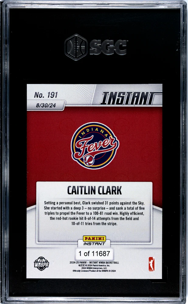 2024-25 Panini Instant Caitlin Clark #191 RC SGC 10 - Image 2