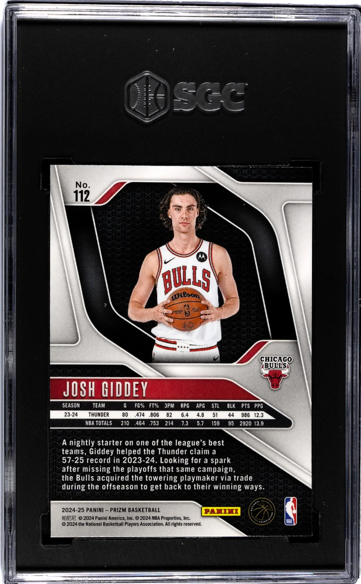 2024-25 Panini Prizm #112 Josh Giddey SGC 10 - Image 2