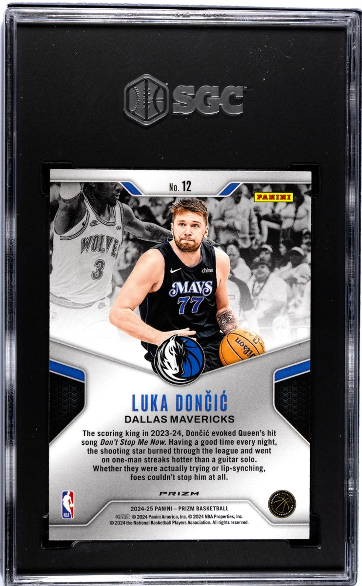 2024-25 Panini Prizm #12 Luka Doncic Dominance Green Prizm SGC 10 - Image 2