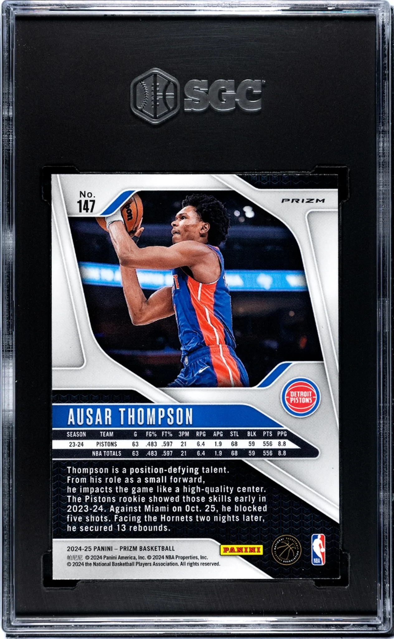 2024-25 Panini Prizm #147 Ausar Thompson Ice Prizm SGC 9.5 - Image 2