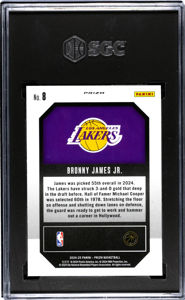 2024-25 Panini Prizm #8 Bronny James Jr. Emergent Silver Prizm SGC 10 - Image 2