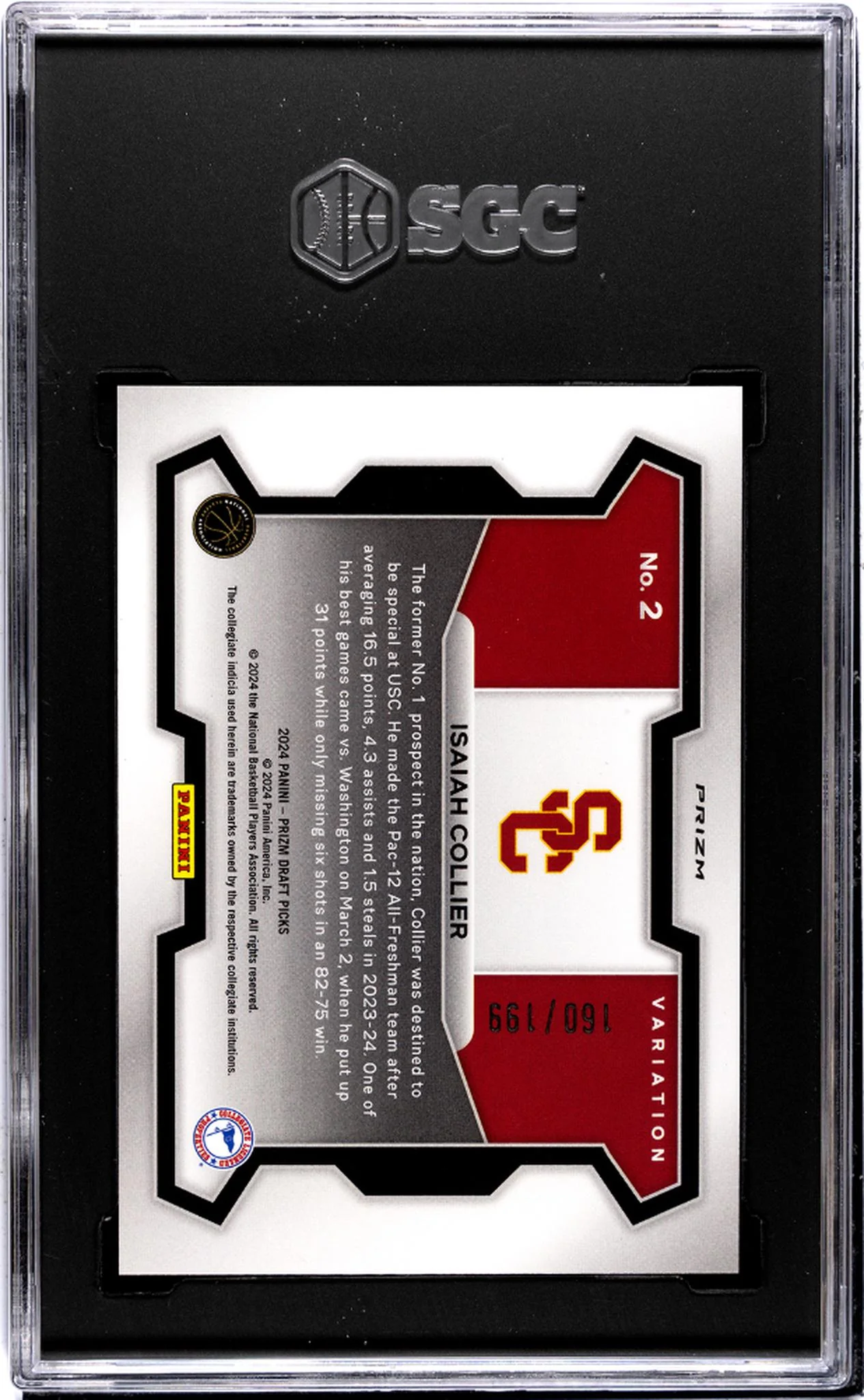 2024 Panini Prizm DP Blue Isaiah Collier #2 RC Variation /199 SGC 9.5 - Image 2