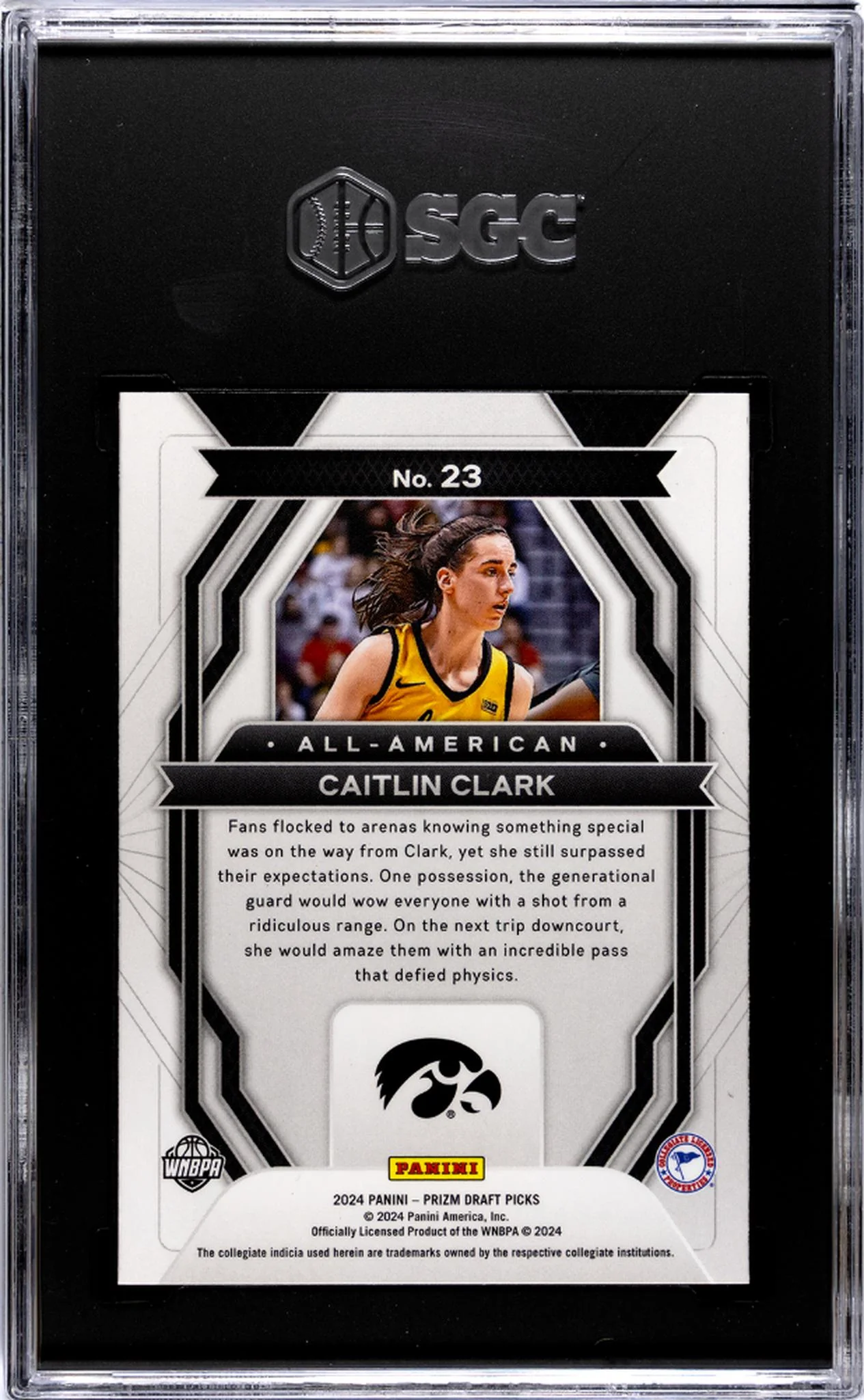 2024-25 Panini Prizm D.P. #23 Caitlin Clark All-American SGC 9.5 - Image 2