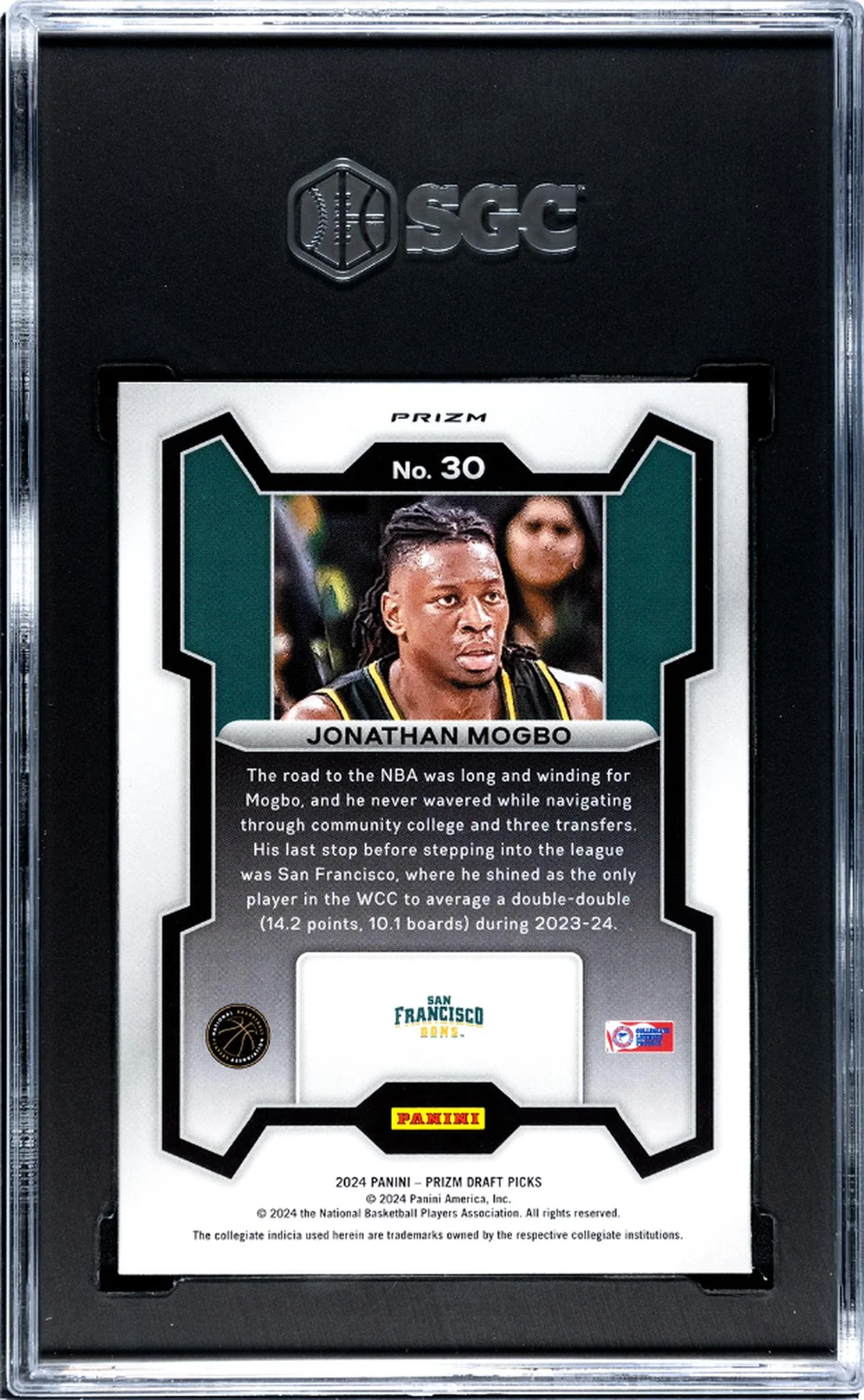 2024 Panini Prizm Draft Red Wave Jonathan Mogbo #30 RC SGC 9 - Image 2
