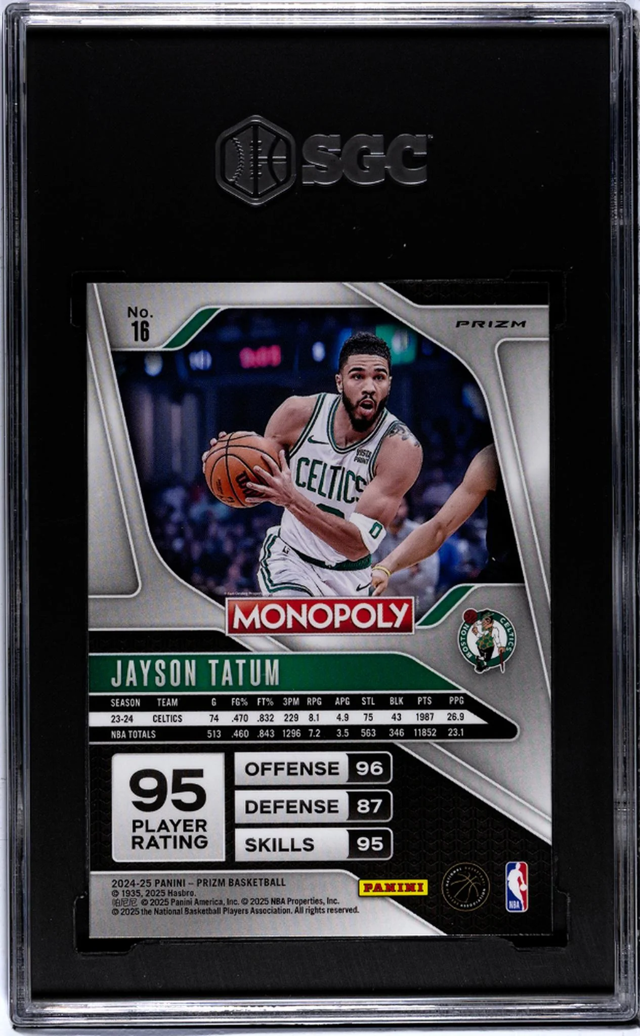 2024-25 Panini Prizm Monopoly #16 Jayson Tatum Red Prizm SGC 10 - Image 2