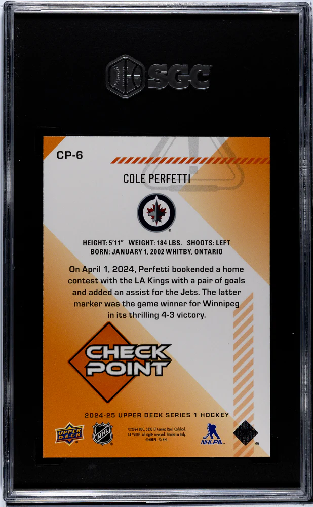 2024 Upper Deck Check Point Cole Perfetti #CP-6 SGC 9.5 - Image 2