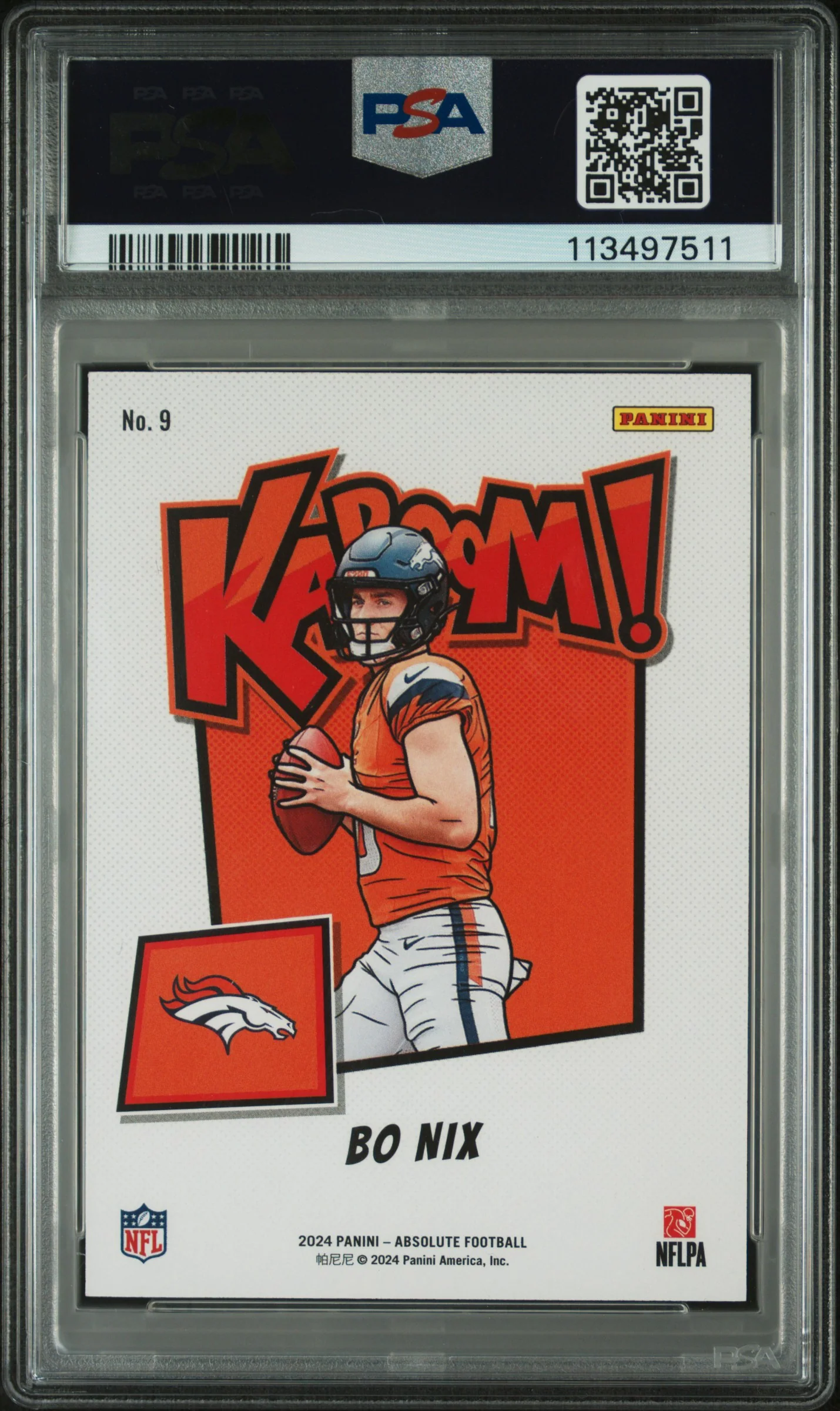 2024 Absolute Kaboom! Horizontal Bo Nix #9 PSA 9 - Image 2