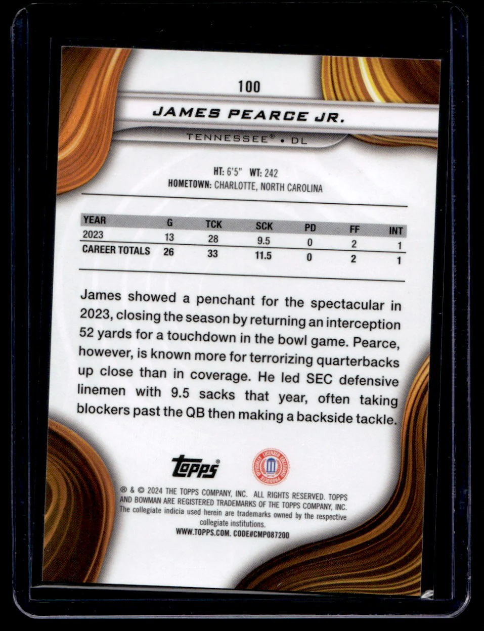 2024 Bowman Best U Red Lava Refractor James Pearce Jr. #100 /5 - Image 2
