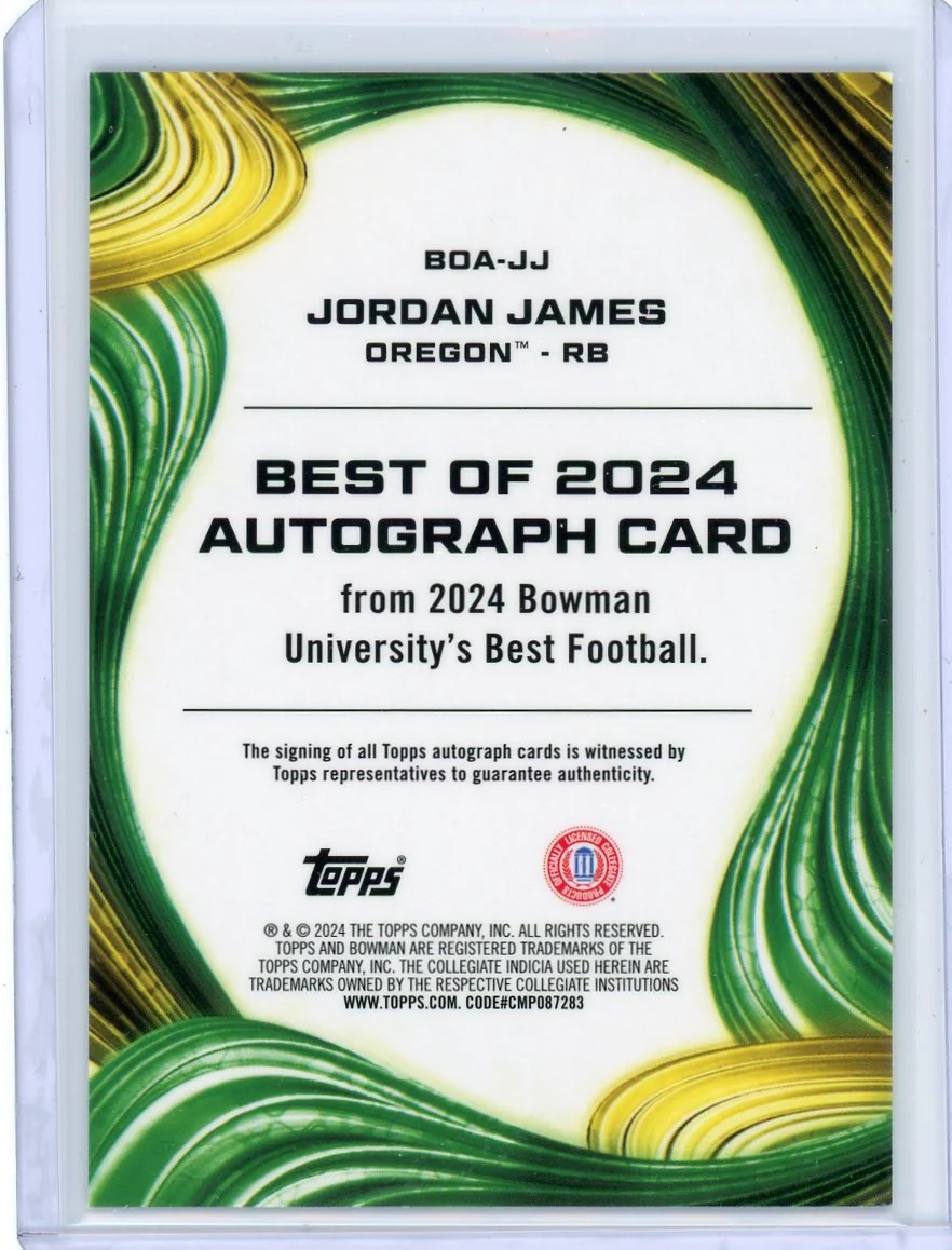 2024 Bowman Best Jordan James #BOA-JJ Auto /75 - Image 2