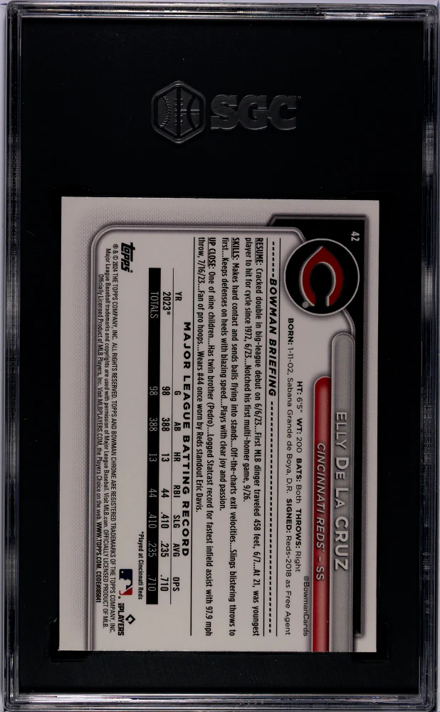 2024 Bowman Chrome #42 Elly De La Cruz SGC 10 - Image 2