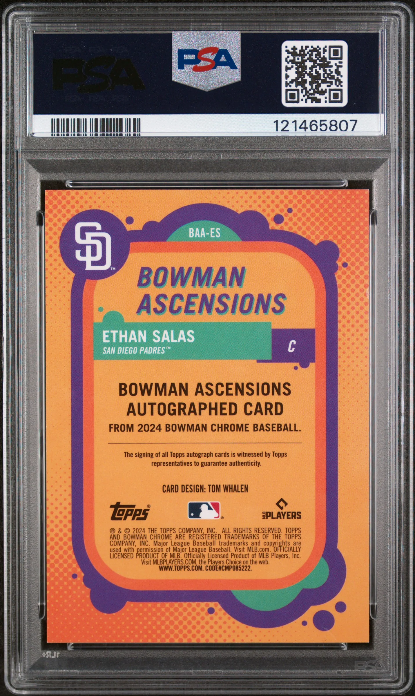 2024 Bowman Chrome Bowman Ascensions Ethan Salas #BAA-ES Auto /150 PSA 9 - Image 2