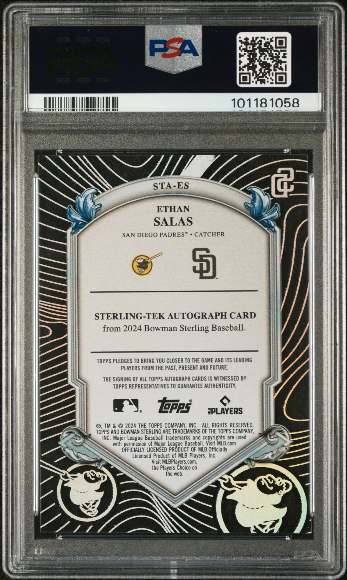 2024 Bowman Sterling Tek Ethan Salas #STAES Auto /50 PSA 10 - Image 2