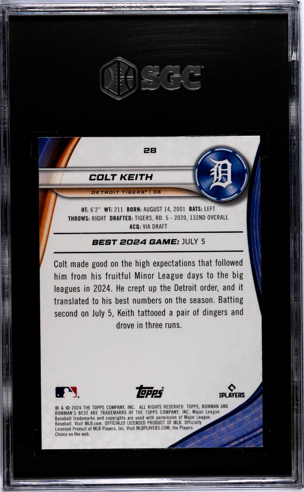 2024 Bowman's Best #28 Colt Keith SGC 10 - Image 2