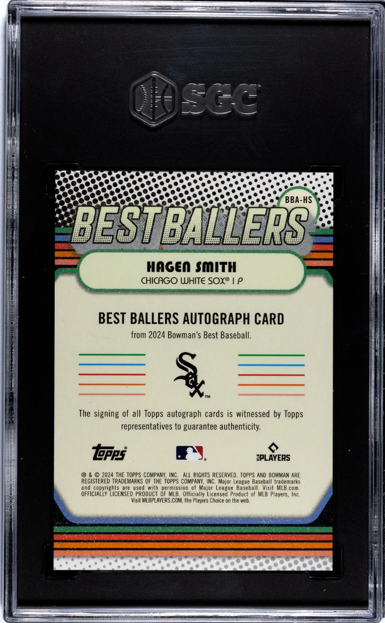 2024 Bowman's Best #BBA-HS Hagen Smith Best Ballers Auto. /250 SGC 10 - Image 2