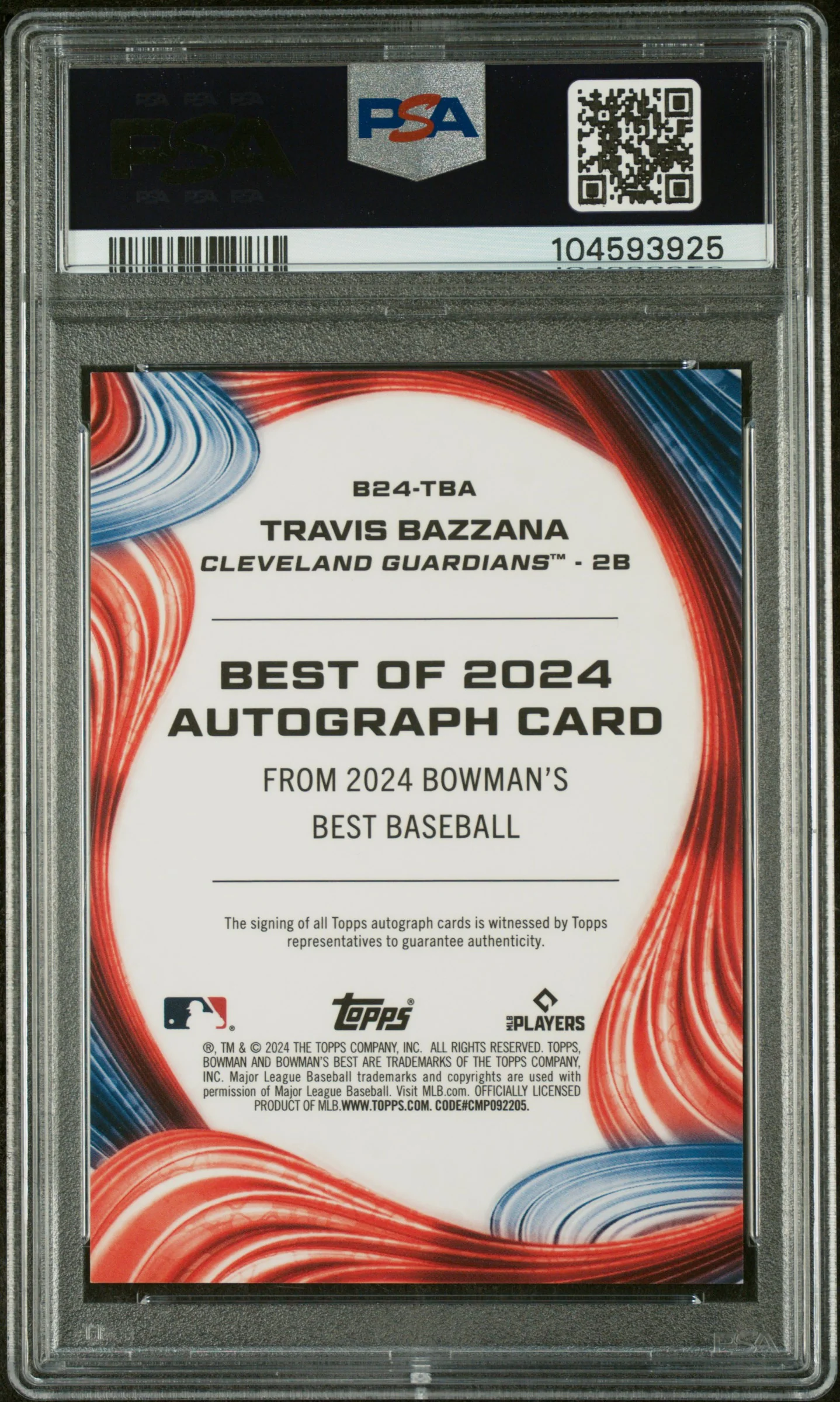 2024 Bowman's Best Best Travis Bazzana #B24TBA /25 PSA 9 Auto - Image 2