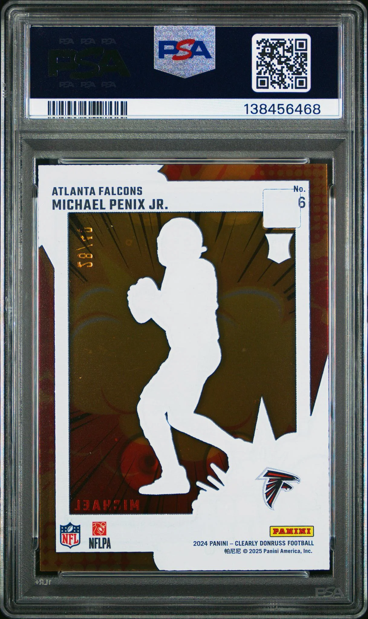 2024 Clearly Donruss Bomb Squad Blue Michael Penix Jr. #6 /49 PSA 9 - Image 2