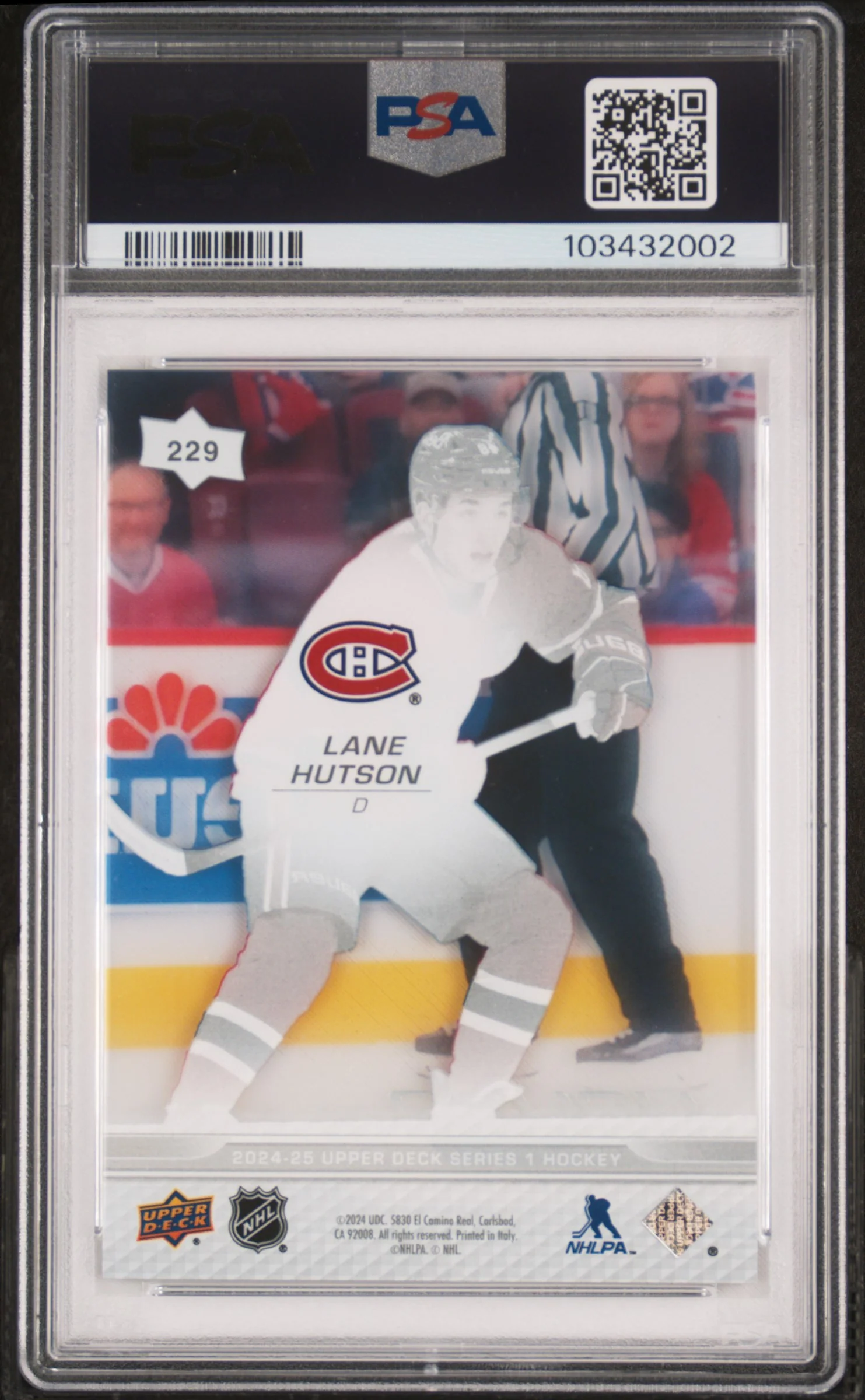 2024 Upper Deck Clear Cut Lane Hutson #229 PSA 9 - Image 2
