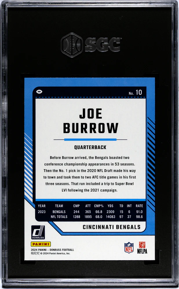 2024 Donruss #10 Joe Burrow SGC 9.5 - Image 2
