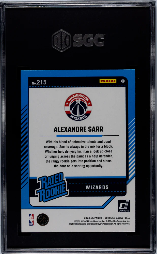 2024 Donruss #215 Alexandre Sarr Silver Press Proof SGC 9.5 - Image 2