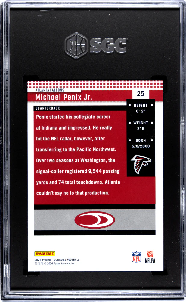 2024 Donruss #25 Michael Penix Jr. '04 Retro SGC 10 - Image 2