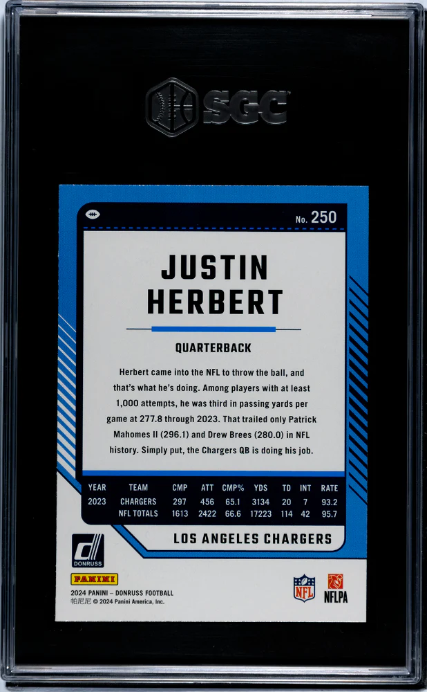 2024 Donruss #250 Justin Herbert SGC 10 - Image 2
