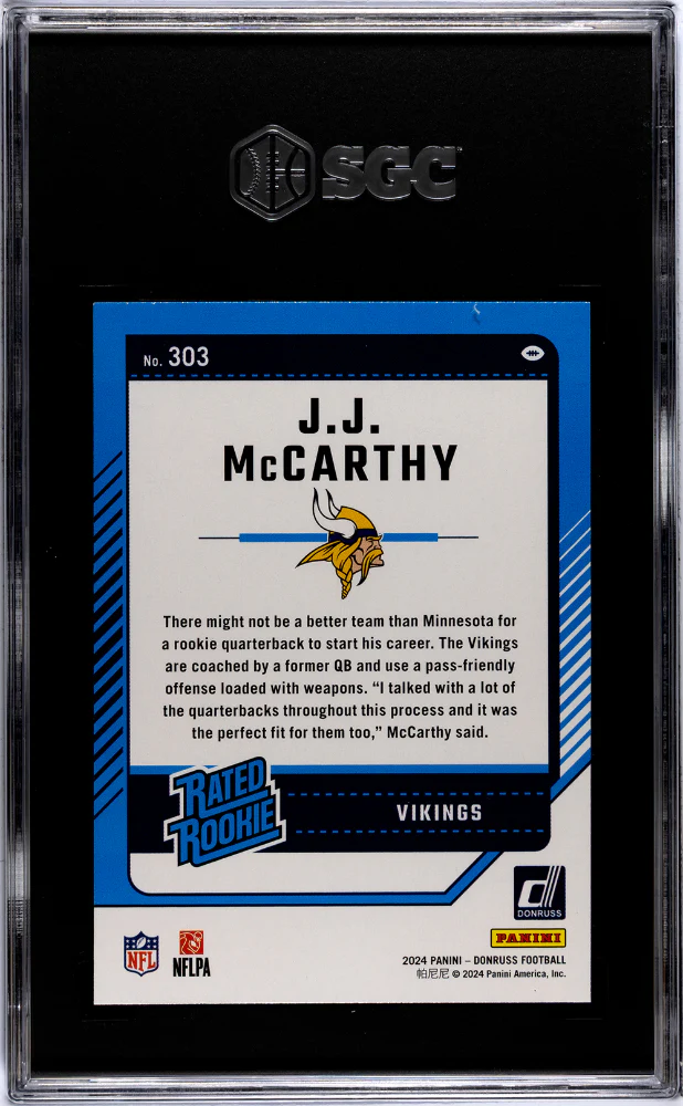 2024 Donruss #303 Jj Mccarthy SGC 10 - Image 2