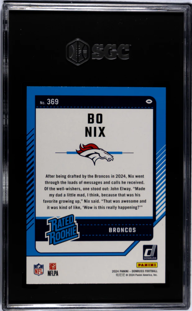 2024 Donruss #369 Bo Nix SGC 9.5 - Image 2