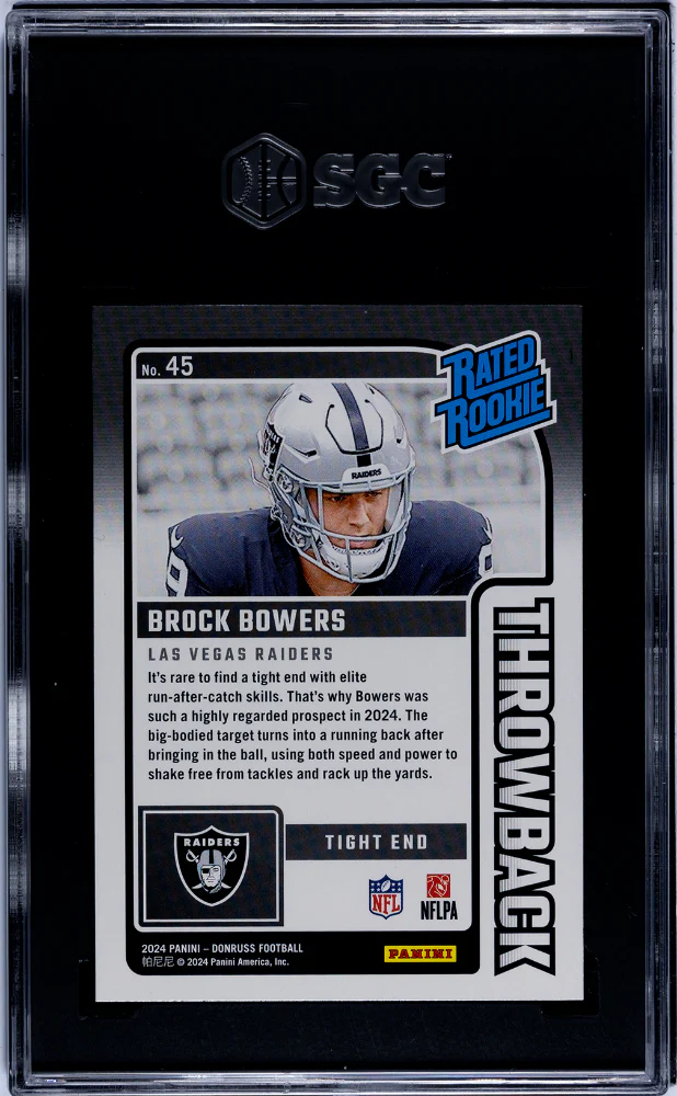 2024 Donruss #45 Brock Bowers Throwback SGC 10 - Image 2